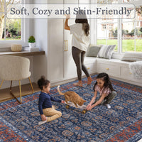 Garvee 2x6 Vintage Persian Runner Rug, Non Slip Low Pile Soft Hallway Rug, Decorative Carpet Runner for Entryway, Bedroom & Kitchen, Blue/Red