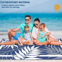 Garvee Heavy Duty Outdoor Waterproof Plastic Mat – Modern Area Rug for Patio, Garden, Deck – UV Resistant, Easy to Clean, Portable – Navy Blue/White – 9x18ft