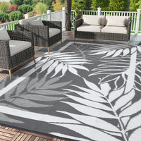 Garvee Outdoor Waterproof Reversible Rug – Modern Grey & White Plastic Patio Carpet, UV & Fade Resistant, Non-Slip, Easy Clean – For Garden, Deck, Porch, Backyard, Camping, 8x10ft