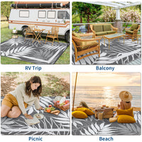 Garvee Outdoor Waterproof Reversible Rug – Modern Grey & White Plastic Patio Carpet, UV & Fade Resistant, Non-Slip, Easy Clean – For Garden, Deck, Porch, Backyard, Camping, 8x10ft