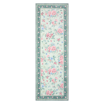 Garvee Vintage Floral Runner Rug 2x6 Washable Non-Slip Kitchen Rug, Soft Low Pile Hallway Runner Carpet for Entryway Bedroom, Green