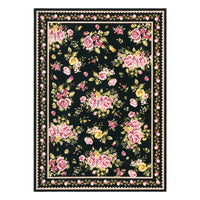 Garvee Floral 5x7 Area Rugs Soft Non Slip Farmhouse Rugs Vintage Low Pile Living Room Rug Black
