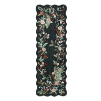 Garvee Scalloped 2x6 Kitchen Rugs Washable Floral Peacock Non Slip Hallway Runners Soft Low Pile Ultra Thin Farmhouse Carpet Black