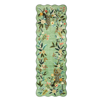 Garvee Scalloped 2x6 Kitchen Rugs Washable Floral Peacock Non Slip Hallway Runners Soft Low Pile Ultra Thin Farmhouse Carpet Green