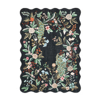 Garvee Scalloped Washable 9x12 Area Rug Floral Peacock Rugs for Living Room Bedroom Soft Non Slip Large Under Table Carpet Black