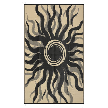 Garvee Outdoor Rug 8x10 Waterproof Boho Sun Pattern Reversible Plastic Straw UV-Resistant Lightweight Patio Mat for Deck Backyard Picnic
