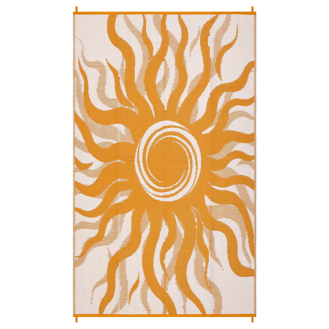 Garvee Outdoor Rug 8x10 Waterproof Boho Sun Pattern Reversible Plastic Straw UV-Resistant Lightweight Patio Mat for Deck Picnic Beach