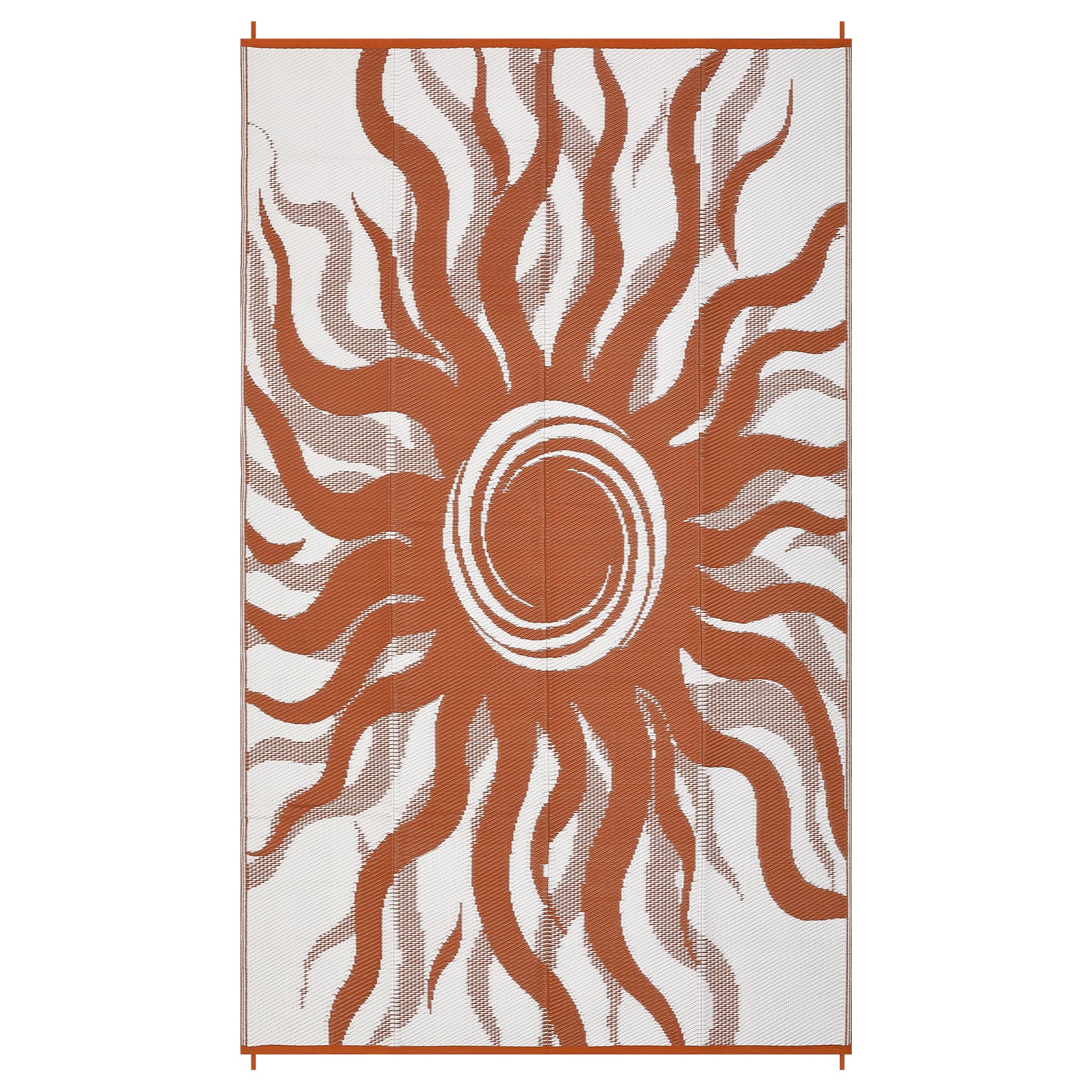Garvee Outdoor Rug 9x12 Waterproof Patio Rug with Boho Sun Pattern, Reversible, UV-Resistant, Plastic Straw, Lightweight & Portable, Ideal for Deck and Camping