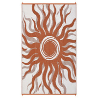 Garvee Outdoor Rug 9x12 Waterproof Patio Rug with Boho Sun Pattern, Reversible, UV-Resistant, Plastic Straw, Lightweight & Portable, Ideal for Deck and Camping