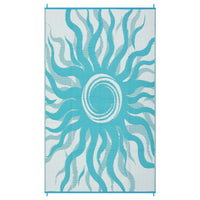 Garvee Outdoor Rug 9x12 Waterproof Patio Rug with Boho Sun Pattern, Reversible, Plastic Straw, UV-Resistant, Lightweight, Portable for Deck & Camping
