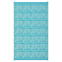 Garvee Waterproof Reversible Outdoor Rug - Boho Leaf Design - Large, UV & Mark Resistant, Washable Plastic Patio Carpet with 4 Stakes & Storage Bag for Camping, RV, Deck, Balcony, Backyard, 8x10ft, Light Blue/White
