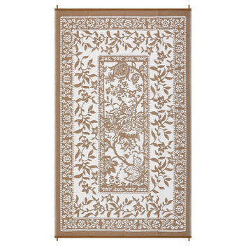 Garvee Reversible Outdoor Rug 8x10ft, Brown/White - Waterproof UV-Resistant Plastic Mat, Easy Clean, Low Pile Portable Carpet for Patio, Garden, Camping