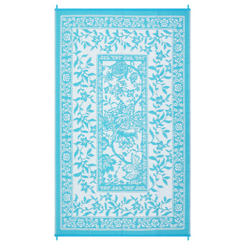 Garvee Reversible Outdoor Rug 8x10ft, Blue/White - Waterproof & UV Resistant Plastic Straw Mat, Easy Clean, Portable Carpet for Patio, Garden, Camping, Beach