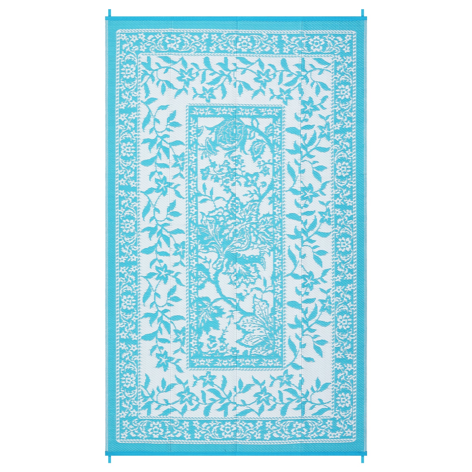 Garvee Reversible Outdoor Rug 8x10ft, Blue/White - Waterproof & UV Resistant Plastic Straw Mat, Easy Clean, Portable Carpet for Patio, Garden, Camping, Beach