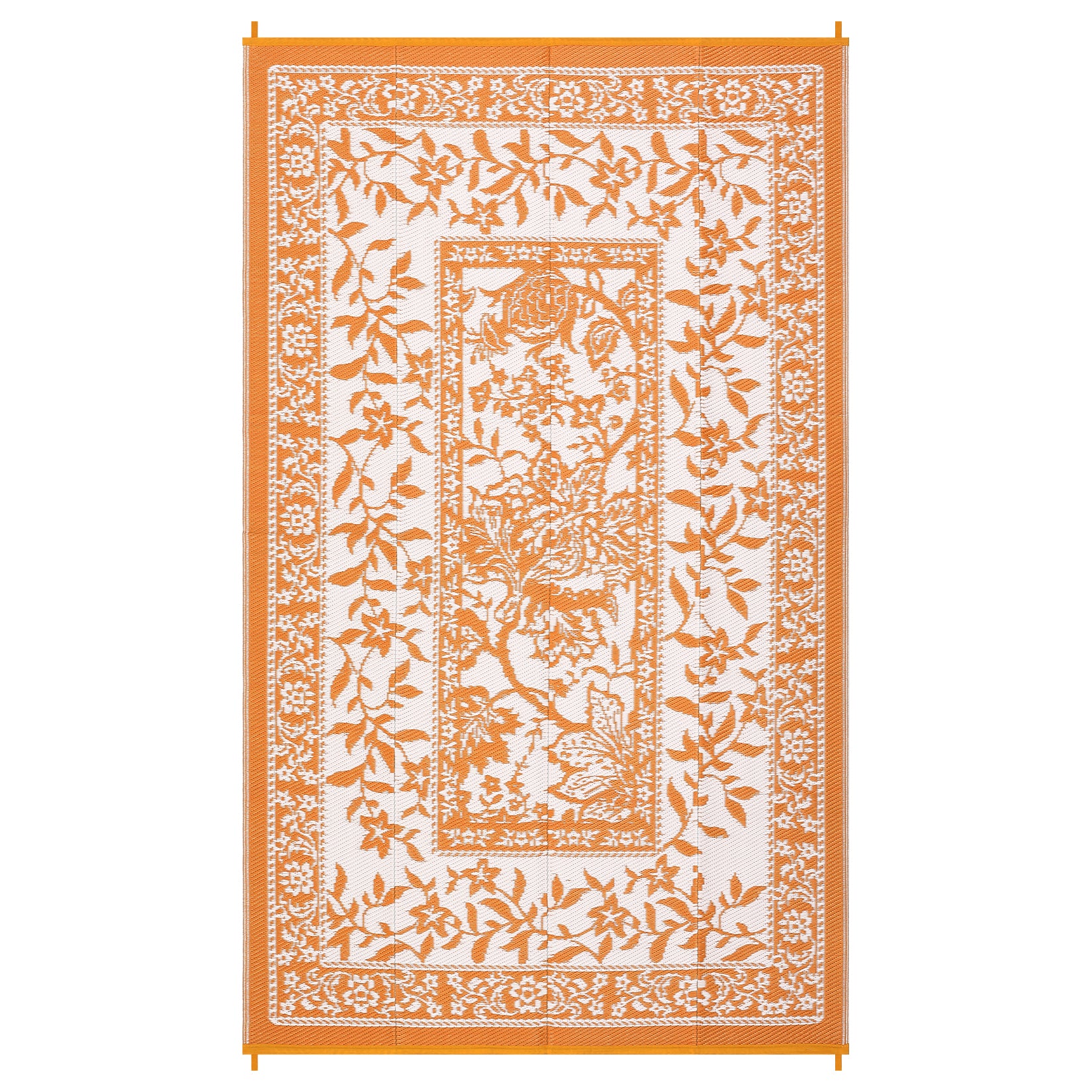 Garvee Reversible Outdoor Rug 8x10ft, Orange/White - Waterproof UV Resistant Plastic Straw Mat, Easy Clean, Portable Patio Carpet for Garden, Backyard, Camping, Beach