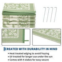 Garvee Reversible Outdoor Rug 8x10ft, Gray Green/Ivory White - Waterproof & UV Resistant Plastic Mat, Washable, Easy Clean, Portable Patio Carpet for Garden, Camping, Picnic, Backyard