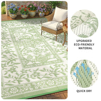 Garvee Reversible Outdoor Rug 8x10ft, Gray Green/Ivory White - Waterproof & UV Resistant Plastic Mat, Washable, Easy Clean, Portable Patio Carpet for Garden, Camping, Picnic, Backyard