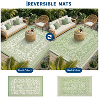 Garvee Reversible Outdoor Rug 8x10ft, Gray Green/Ivory White - Waterproof & UV Resistant Plastic Mat, Washable, Easy Clean, Portable Patio Carpet for Garden, Camping, Picnic, Backyard