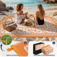 Garvee Reversible Outdoor Rug 8x10ft, Orange/White - Waterproof UV Resistant Plastic Straw Mat, Easy Clean, Portable Patio Carpet for Garden, Backyard, Camping, Beach