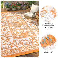 Garvee Reversible Outdoor Rug 8x10ft, Orange/White - Waterproof UV Resistant Plastic Straw Mat, Easy Clean, Portable Patio Carpet for Garden, Backyard, Camping, Beach
