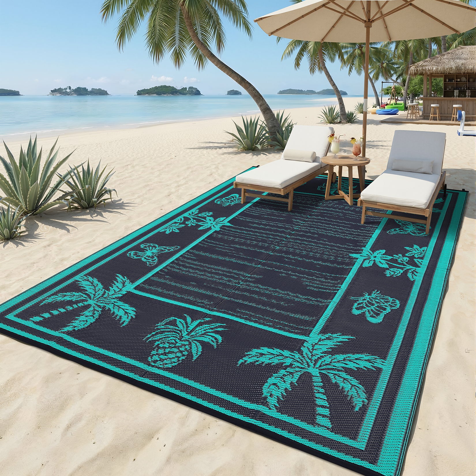 Garvee Outdoor Rug 8x10 Waterproof Reversible Polypropylene Durable UV-Protected Lightweight Patio Deck Balcony Camping