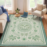 Garvee Premium Animal & Floral Area Rug – Kids & Living Room Friendly, Soft Woven Carpet, 5x7 ft - Green