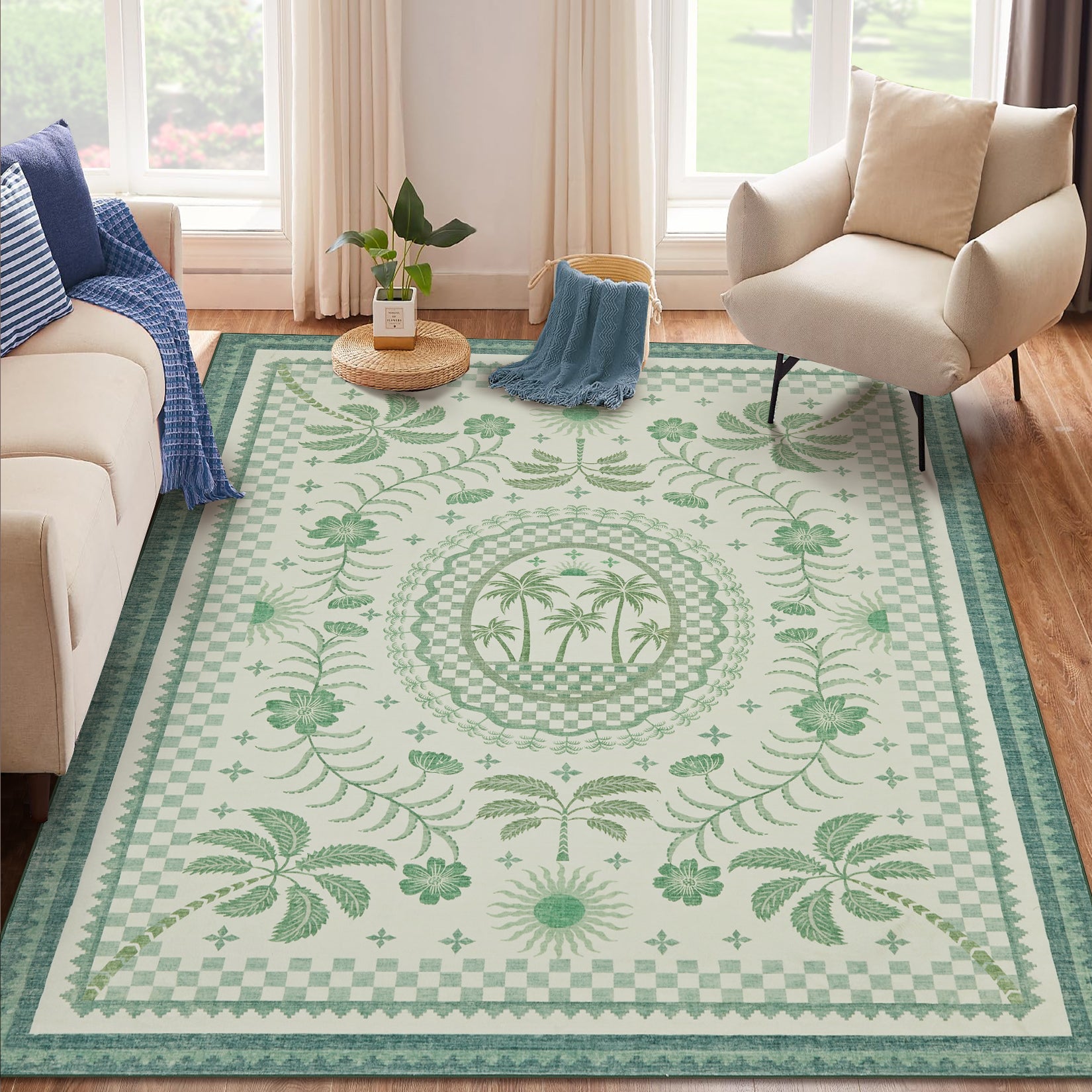 Garvee Premium Animal & Floral Area Rug – Kids & Living Room Friendly, Soft Woven Carpet, 5x7 ft