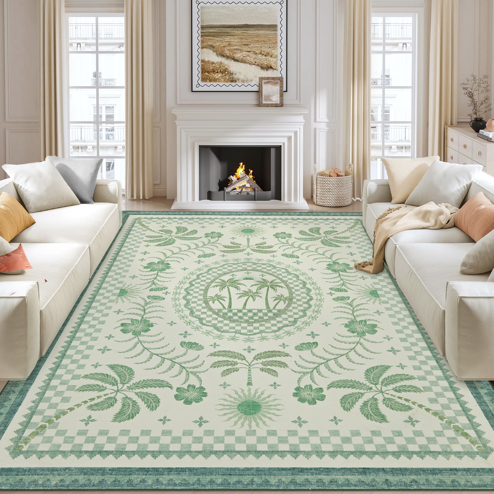 Garvee Premium Animal & Floral Area Rug – Kids & Living Room Friendly, Soft Woven Carpet, 5x7 ft