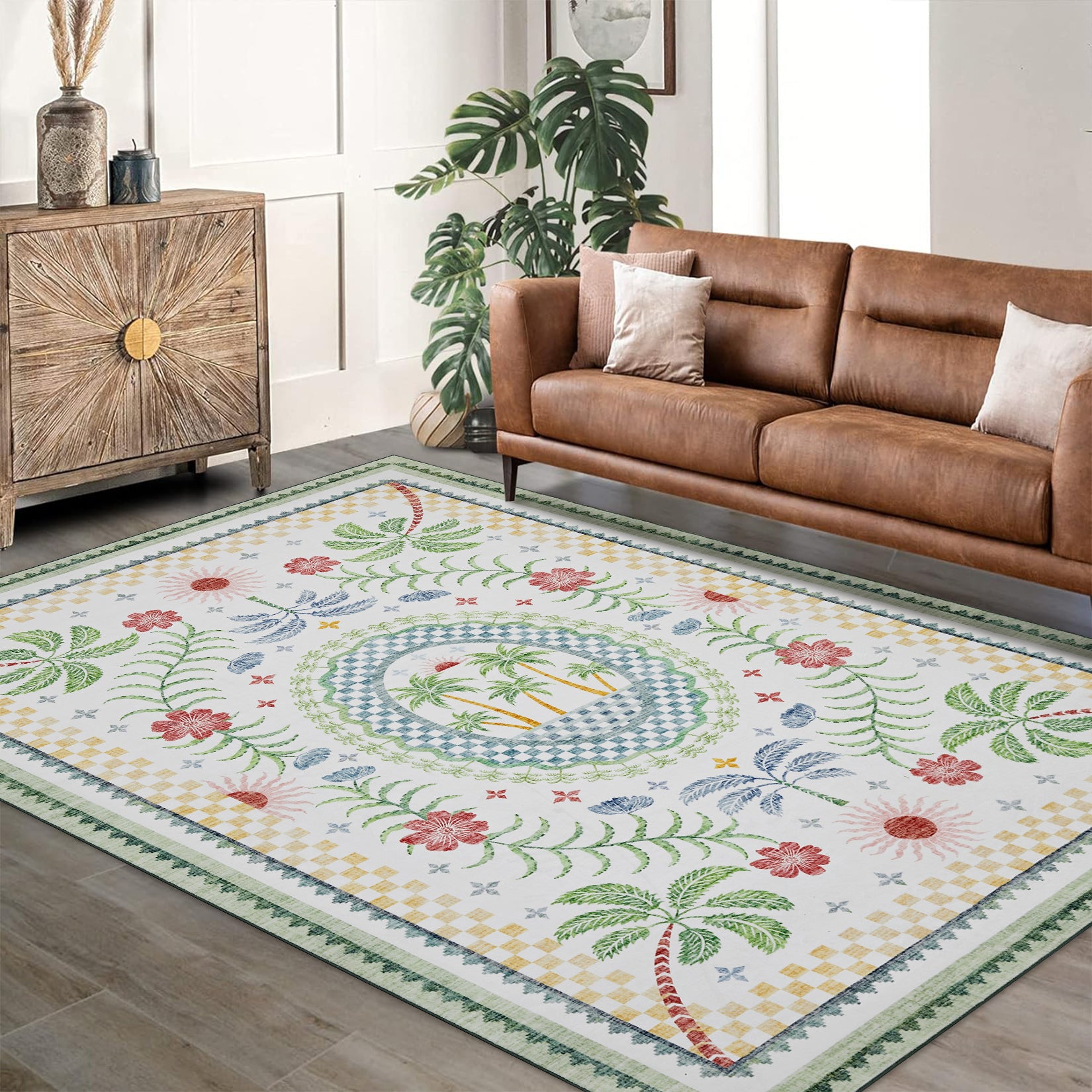 Garvee Premium Animal & Floral Area Rug – Kids & Living Room Friendly, Soft Woven Carpet, 5x7 ft