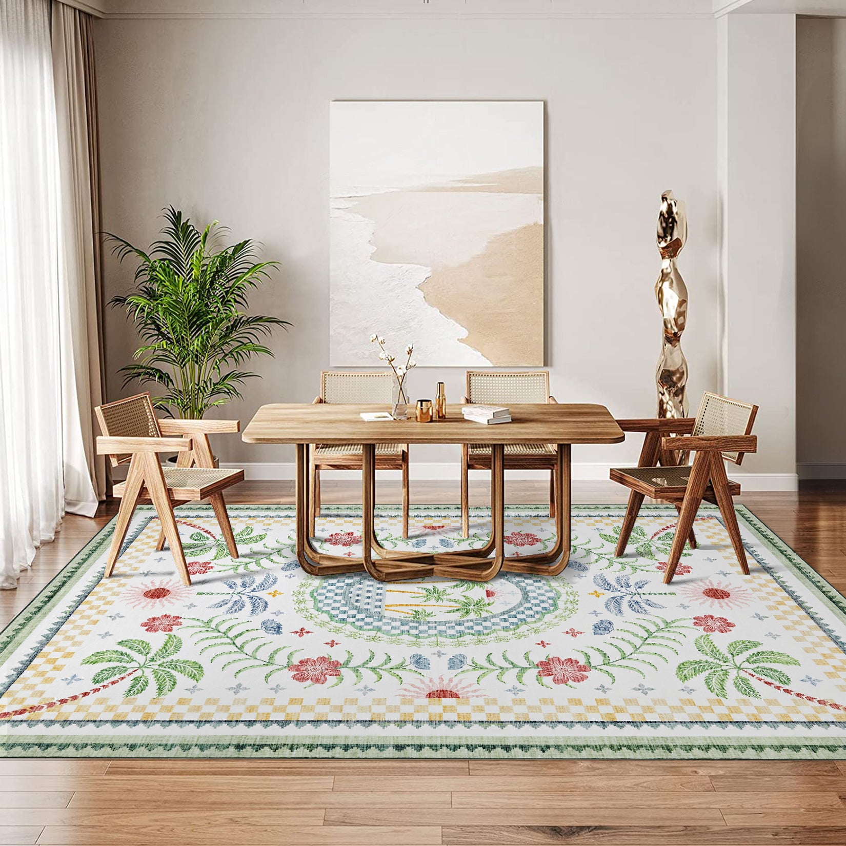 Garvee Premium Animal & Floral Area Rug – Kids & Living Room Friendly, Soft Woven Carpet, 5x7 ft