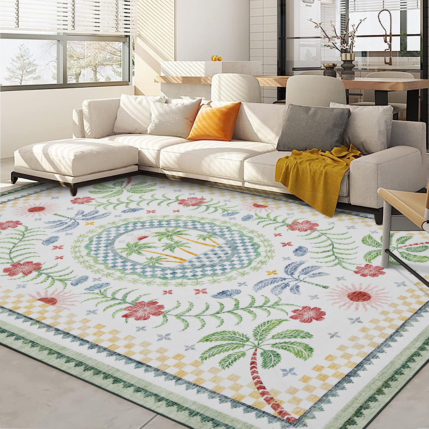 Garvee Premium Animal & Floral Area Rug – Kids & Living Room Friendly, Soft Woven Carpet, 5x7 ft