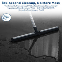 Garvee 7.9' × 16' Garage Floor Mat Waterproof Containment Mat with 1.2" Raised Edge, Heavy Duty 1000D PVC Non-Slip Under Car Mat for Snow Rain Mud, Includes Squeegee & 8 Hook-and-Loop Fasteners, Black