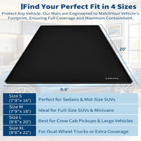 Garvee 8.6' × 20' Garage Floor Mat, Waterproof Containment Mat with 1.2" Raised Edge, Heavy-Duty 1000D PVC Non-Slip Car Mat for Snow, Rain & Mud, Includes Squeegee & Fasteners, Black