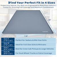 Garvee 7.9' × 16' Garage Floor Mat Waterproof Containment Mat with 1.2" Raised Edge, Heavy Duty 1000D PVC Non-Slip Under Car Mat for Snow Rain Mud, Includes Squeegee & 8 Hook-and-Loop Fasteners, Gray