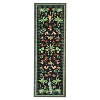 Garvee Tropical Jungle Runner Rug 2x6, Washable Non Slip Kitchen Hallway Rug, Botanical Animal Print Low Pile Carpet for Entryway Laundry Bathroom, Black