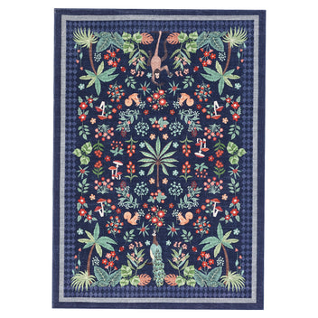 Garvee Jungle 5x7 Area Rugs Washable Non Slip Tropical Peacock Monkey Nursery Rug Blue