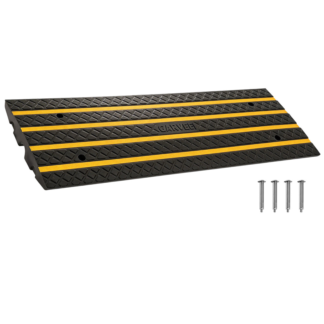 Garvee Heavy Duty Low Profile Rubber Curb Ramp for Driveway, Garage – 33,000 lbs Capacity, 2.6" Rise – Safe Entry for Cars, Trucks, RVs, Wheelchairs – Reflective Strips, 48" Length – Specs: 1.2m 4-layer membrane, 1 piece, New model