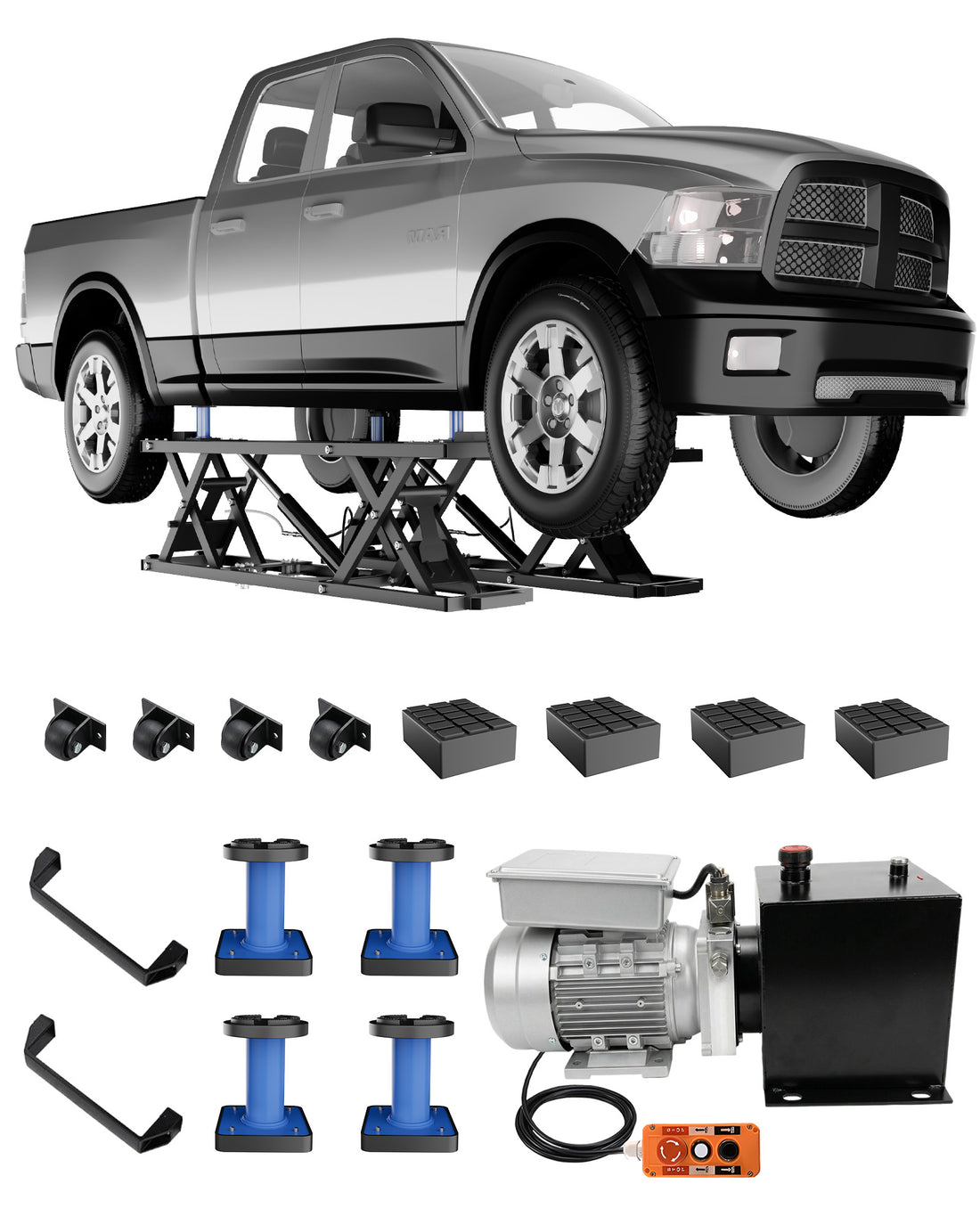 Garvee 7000 LBS Heavy Duty Hydraulic Car Lift, Portable Scissor Lift with Q235B Carbon Steel Frame, 26.8" Max Height Collapsible Auto Lift with Extension Plates for Home Garage, SUVs, Light Trucks