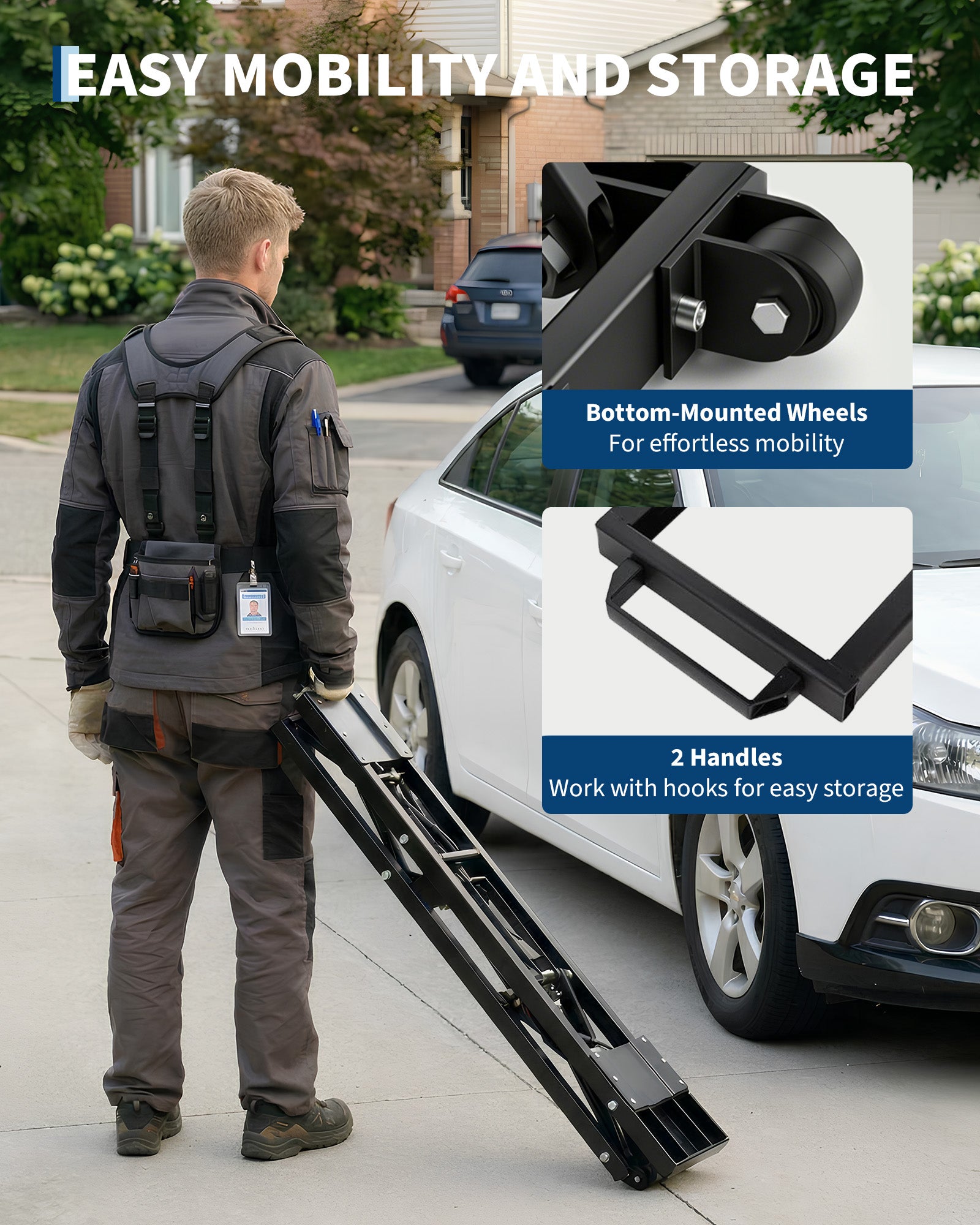 Garvee 7000 LBS Heavy Duty Hydraulic Car Lift, Portable Scissor Lift with Q235B Carbon Steel Frame, 26.8" Max Height Collapsible Auto Lift with Extension Plates for Home Garage, SUVs, Light Trucks