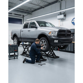 Garvee 7000 LBS Heavy Duty Hydraulic Car Lift, Portable Scissor Lift with Q235B Carbon Steel Frame, 26.8" Max Height Collapsible Auto Lift with Extension Plates for Home Garage, SUVs, Light Trucks