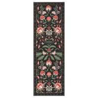 Garvee Vintage Floral Runner Rug 2x6 Washable Botanical Carpet Non Slip Low Pile Indoor Rug for Hallway Kitchen, Black