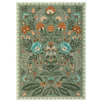 Garvee 9x12 Sage Green Floral Area Rug Washable Non-Slip Vintage Boho Carpet Large Soft Low Pile for Living Room Bedroom Home Decor
