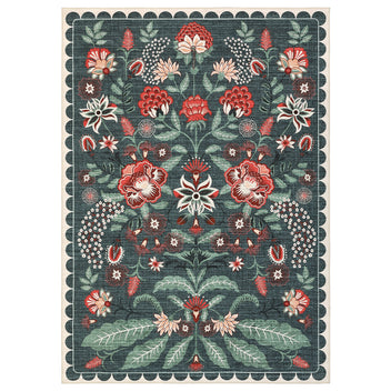 Garvee 8x10 Floral Washable Area Rug Vintage Soft Non-Slip Boho Carpet for Living Room Bedroom Nursery, Grey Green
