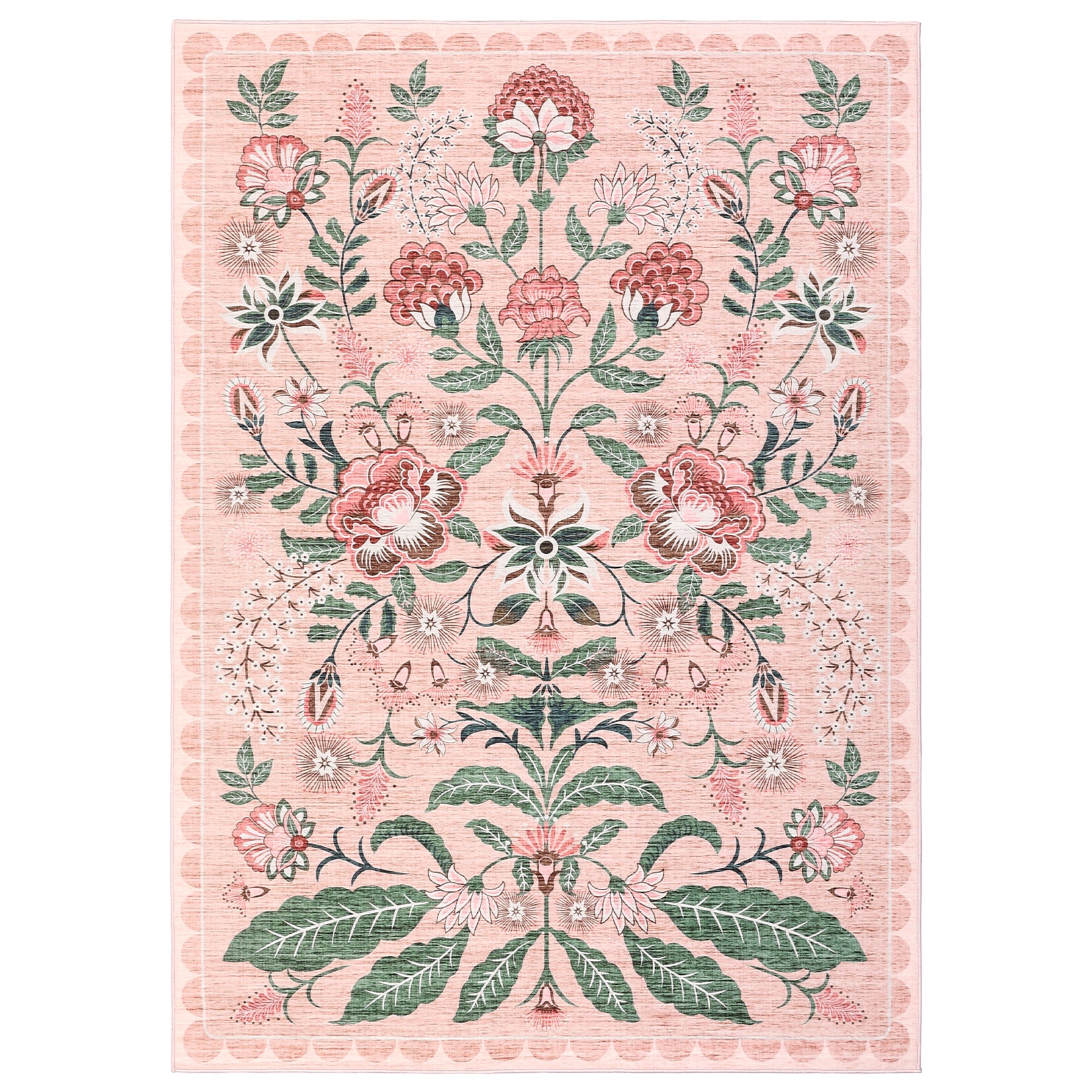 Garvee Large Area Rug Vintage Floral Washable Rugs for Living Room Bedroom 9x12 Pink