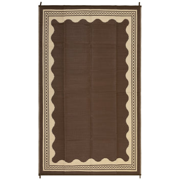 Garvee 9x12 Outdoor Rug – Waterproof Reversible Patio Rug with Scalloped Border, Lightweight Foldable Plastic Straw Rug with Carry Bag for Deck, RV, Beach & Backyard