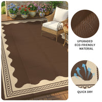Garvee Outdoor Rug 8x10 Reversible Waterproof Plastic Straw Quick-Dry Stain-Resistant Brown Patio Camping Picnic