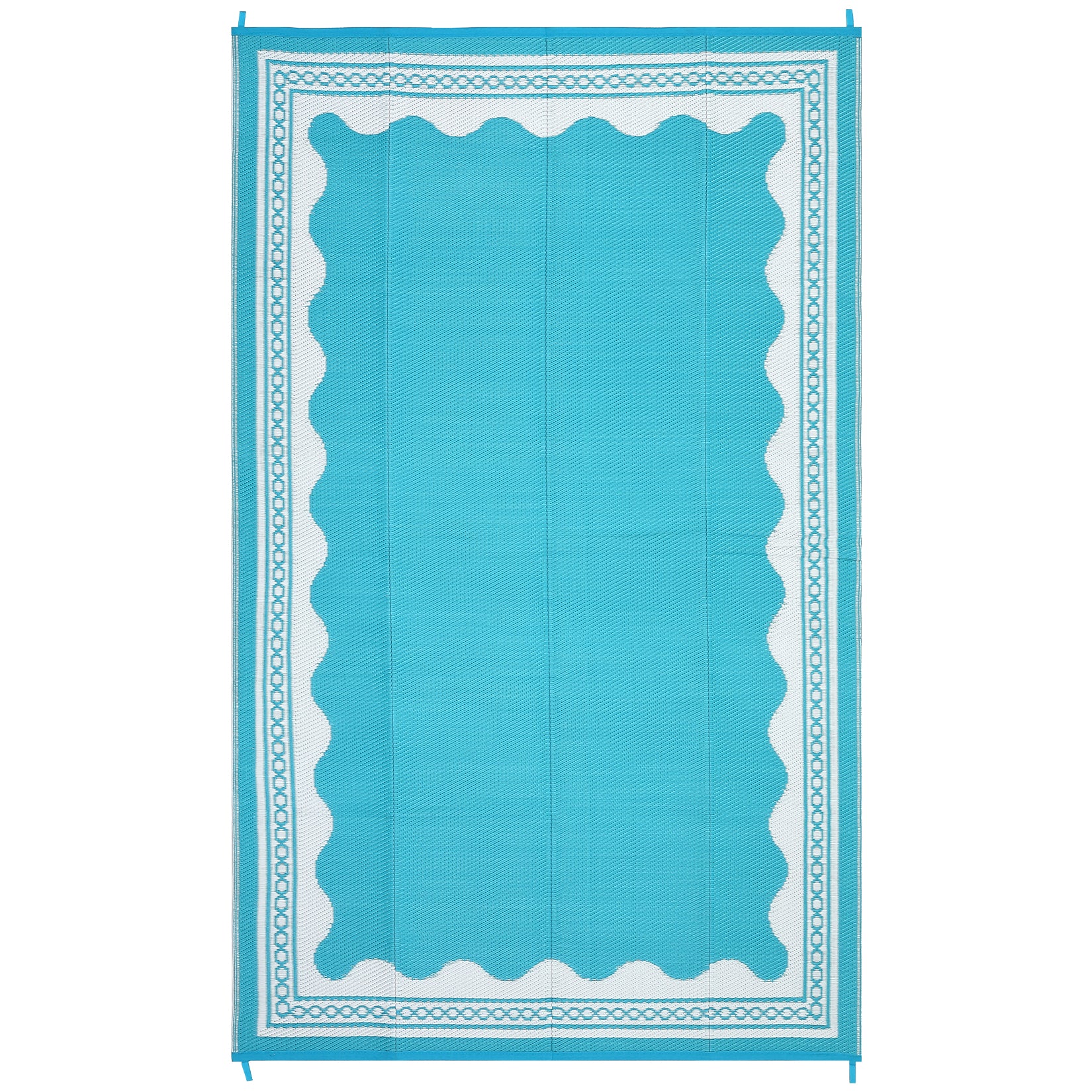 Garvee Outdoor Rug 8x10 Scalloped Waterproof Reversible Plastic Straw Foldable Lightweight Patio Deck Beach