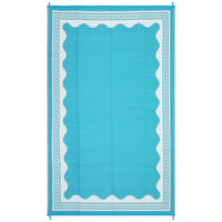 Garvee Outdoor Rug 8x10 Scalloped Waterproof Reversible Plastic Straw Foldable Lightweight Patio Deck Beach