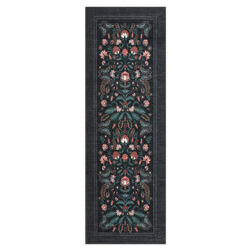 Garvee 2x6 Black Floral Runner Rug, Washable Non-Slip Kitchen Hallway Rug, Vintage Botanical Low Pile Carpet for Entryway Laundry Bathroom