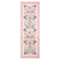 Garvee Floral Kitchen Rug 2x6 - Botanical Pattern, Non-Slip Low Pile, Stain Resistant, Machine Washable, Lightweight, Vintage Pink for Hallway Bathroom